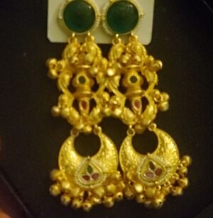 Elegant Gold and Green Kashmiri  Earrings